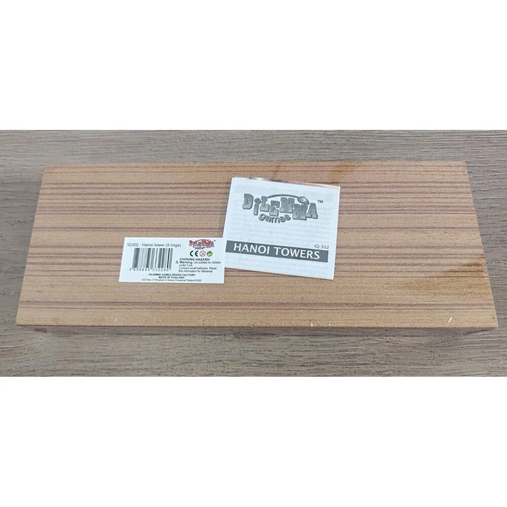Tower of Hanoi 9 Rings Wooden Brain Teaser Puzzle